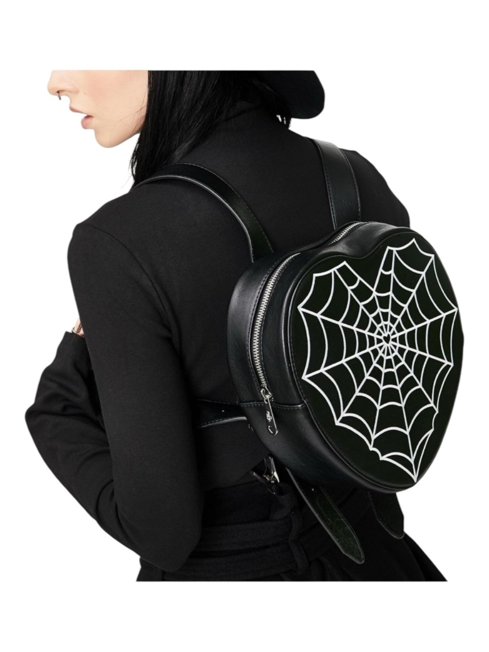 Valfré ❤︎︎ Spiderweb Heart Shaped Backpack ❤︎︎ Black Vegan Leather ❤︎︎ Halloween